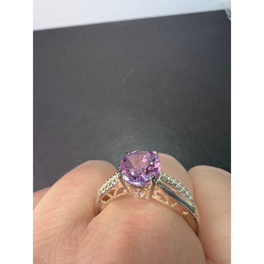 Amethyst sterling silver solitaire ring size 9 - Picture 9 of 9